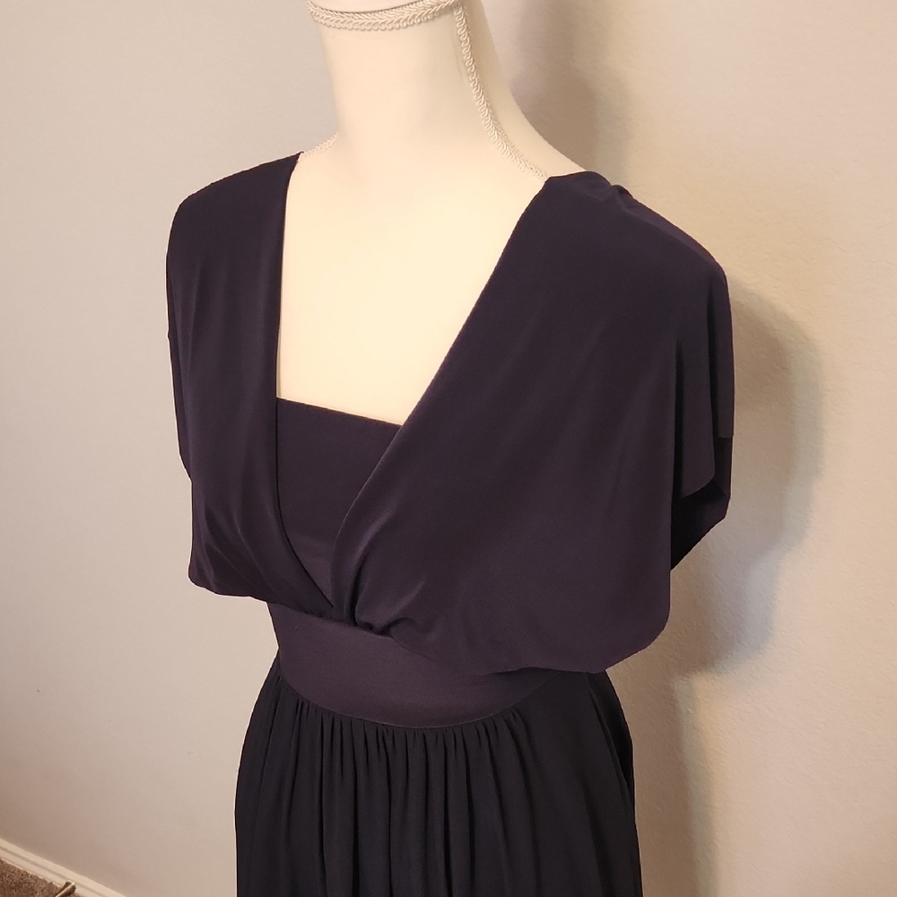White House Black Market Black Midi Dress with Square Neck and Dolman Sleeves